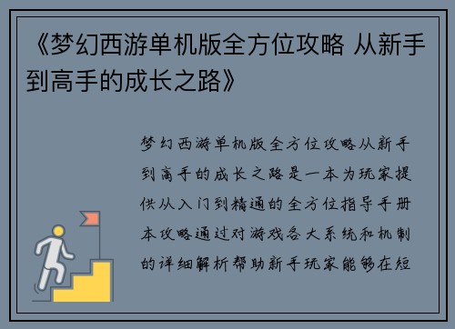 《梦幻西游单机版全方位攻略 从新手到高手的成长之路》